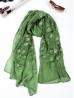 Lightweight Scarf with Embroidered Leaves 